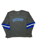 Ink Detroit - Honolulu Blue & Silver Print Ladies Boxy Varsity Long sleeve - Ink Detroit