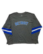 Ink Detroit - Honolulu Blue & Silver Print Ladies Boxy Varsity Long sleeve - Ink Detroit