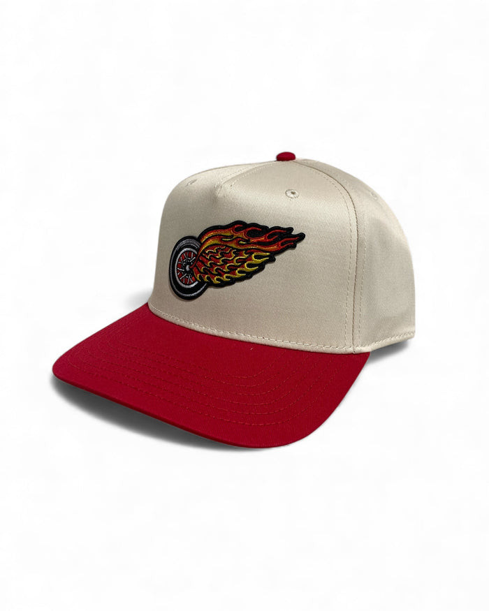 Ink Detroit Hot Wings - Five Panel Twill Cap - Red / Natural