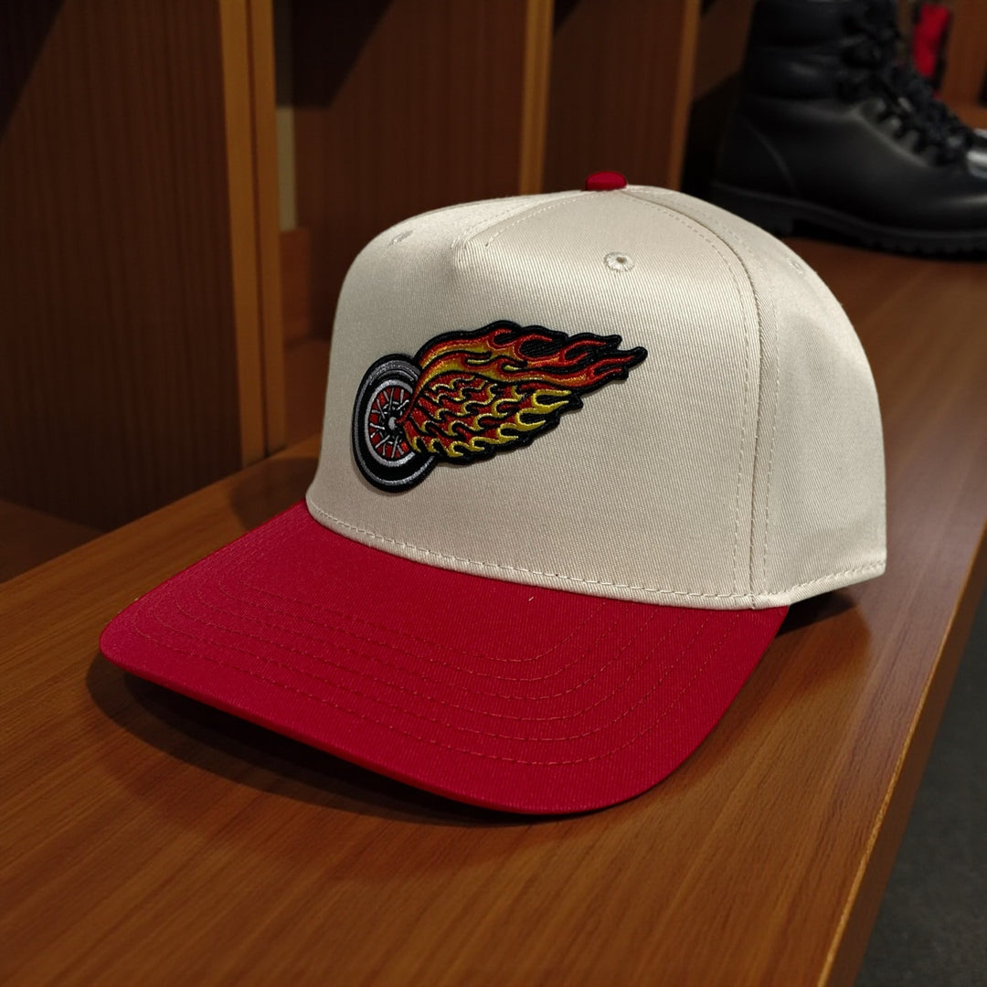 Ink Detroit Hot Wings - Five Panel Twill Cap - Red / Natural