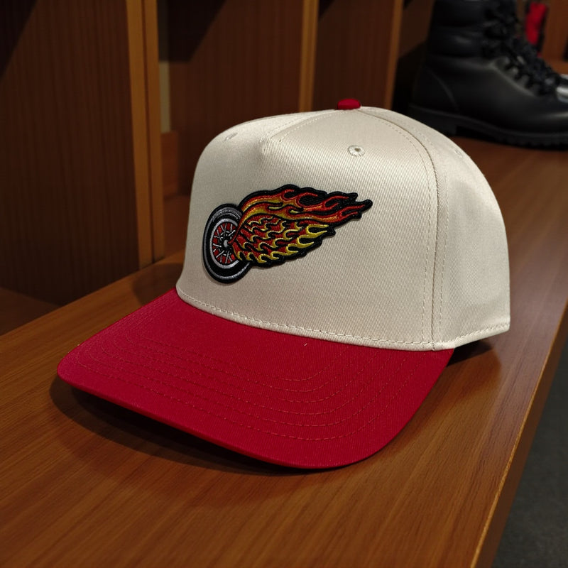 Ink Detroit Hot Wings - Five Panel Twill Cap - Red / Natural