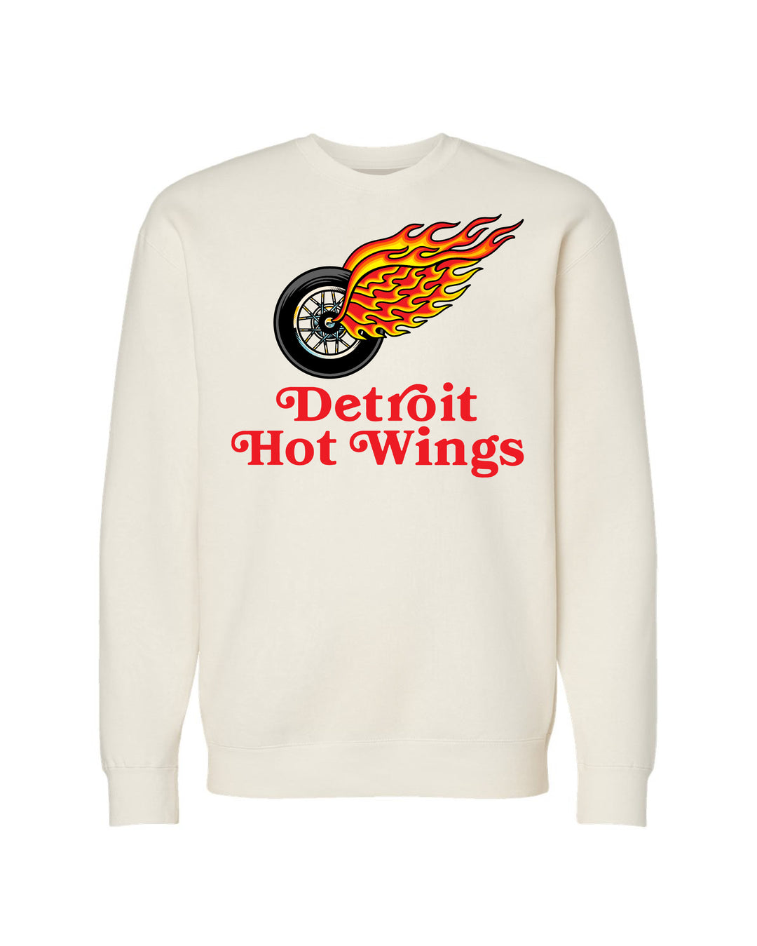 Detroit Hot Wings Crewneck sweatshirt in bone color.