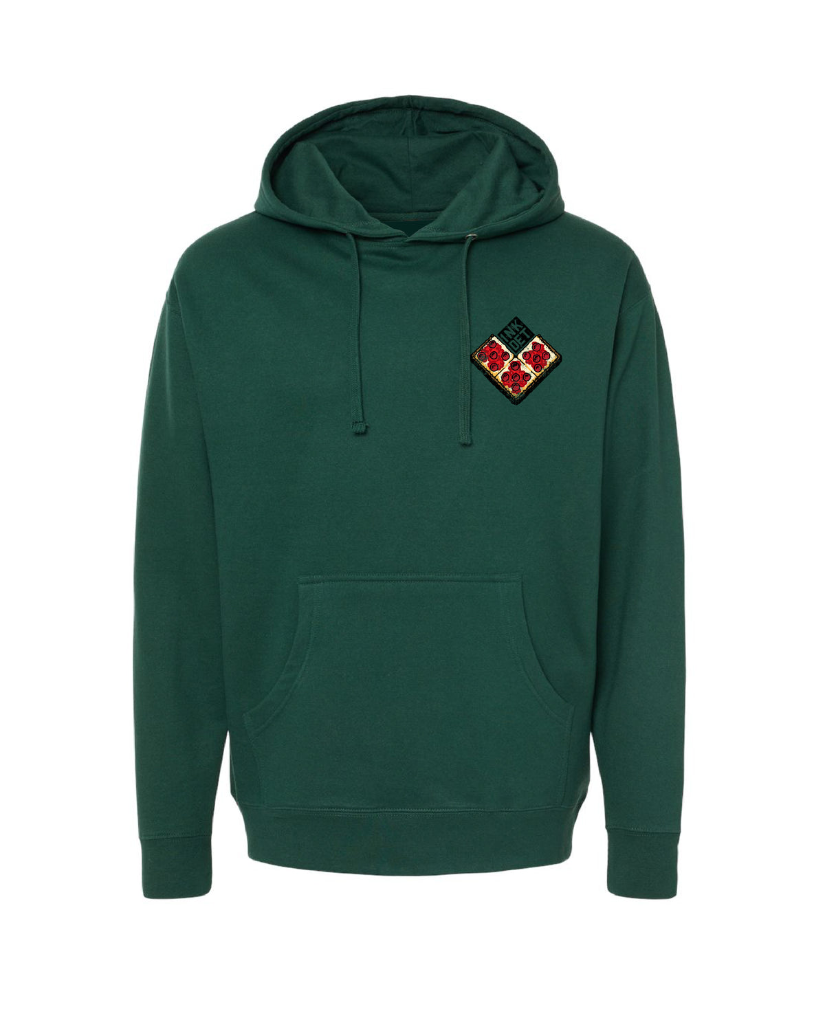 Ink Detroit - I Love Detroit Style Pizza Hoodie - Alpine Green - Ink Detroit