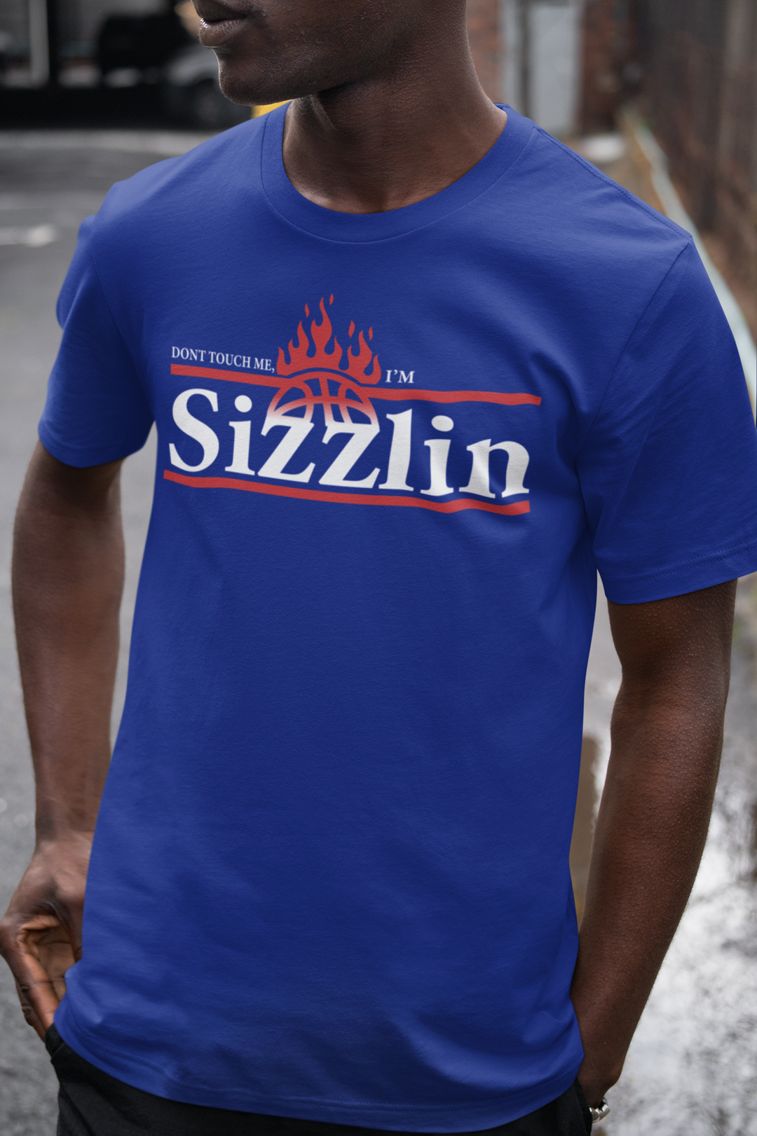 Ink Detroit - Don't touch me I'm Sizzlin Premium Heavyweight T-Shirt - Liberty Blue