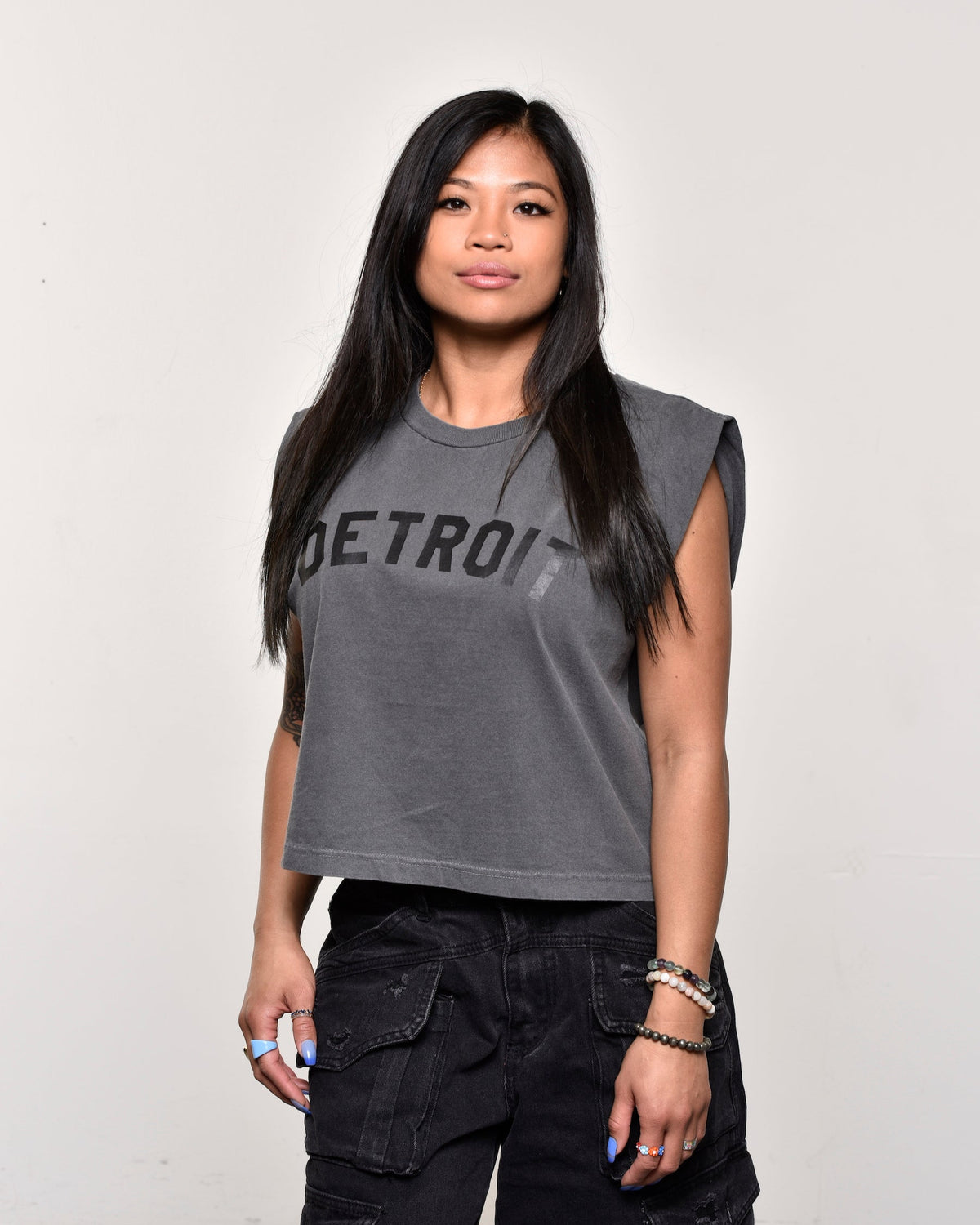 Detroit Women's Heavyweight Muscle T-Shirts - Ink Detroit