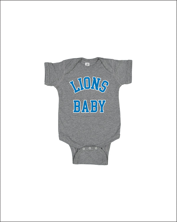 Ink Detroit - Lions Baby Onesie - Heather Grey