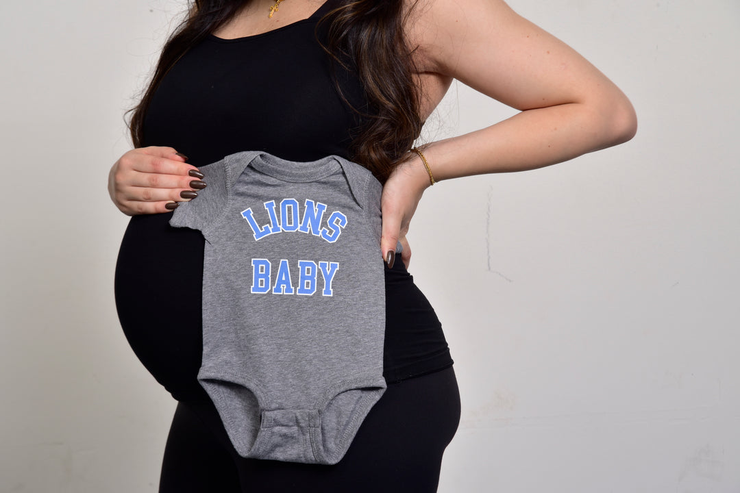 Ink Detroit - Lions Baby Onesie - Heather Grey
