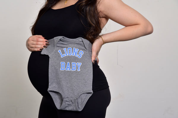 Ink Detroit - Lions Baby Onesie - Heather Grey