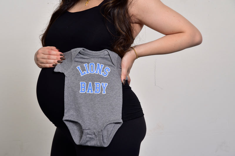 Ink Detroit - Lions Baby Onesie - Heather Grey