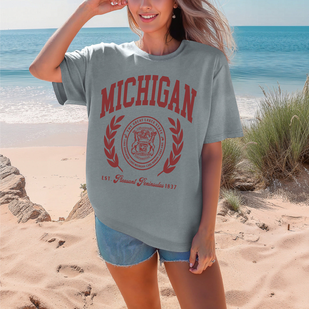 Ink Detroit - MICHIGAN Premium Tourist T-Shirt - Granite