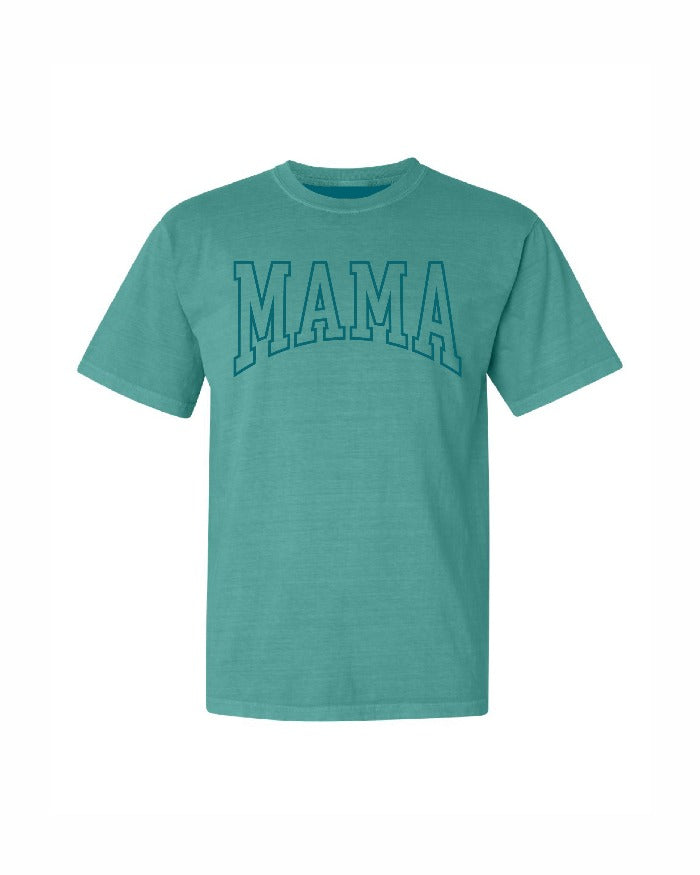 Varsity MAMA Shirt pigment dyed Teal