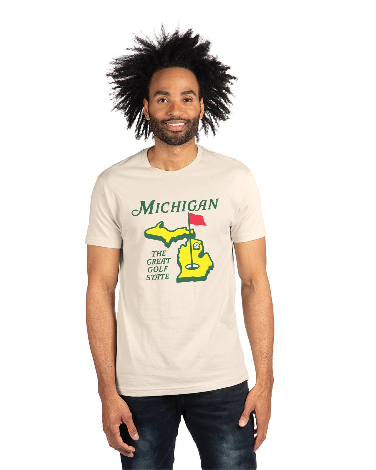 The Great Lakes State - Michigan the Great Golf State T-Shirt - Sand - Ink Detroit