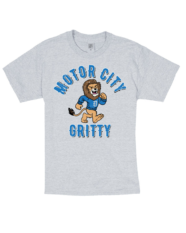 Ink Detroit - Motor City Gritty Lions T-Shirt - Ash