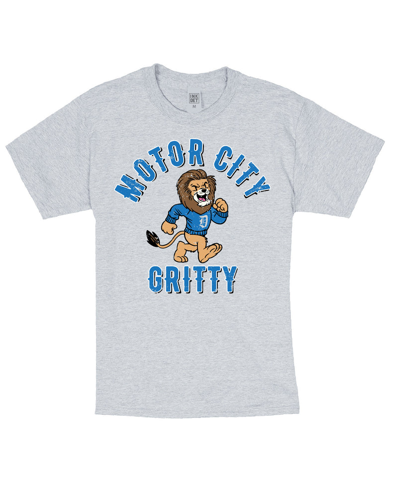 Ink Detroit - Motor City Gritty Lions T-Shirt - Ash