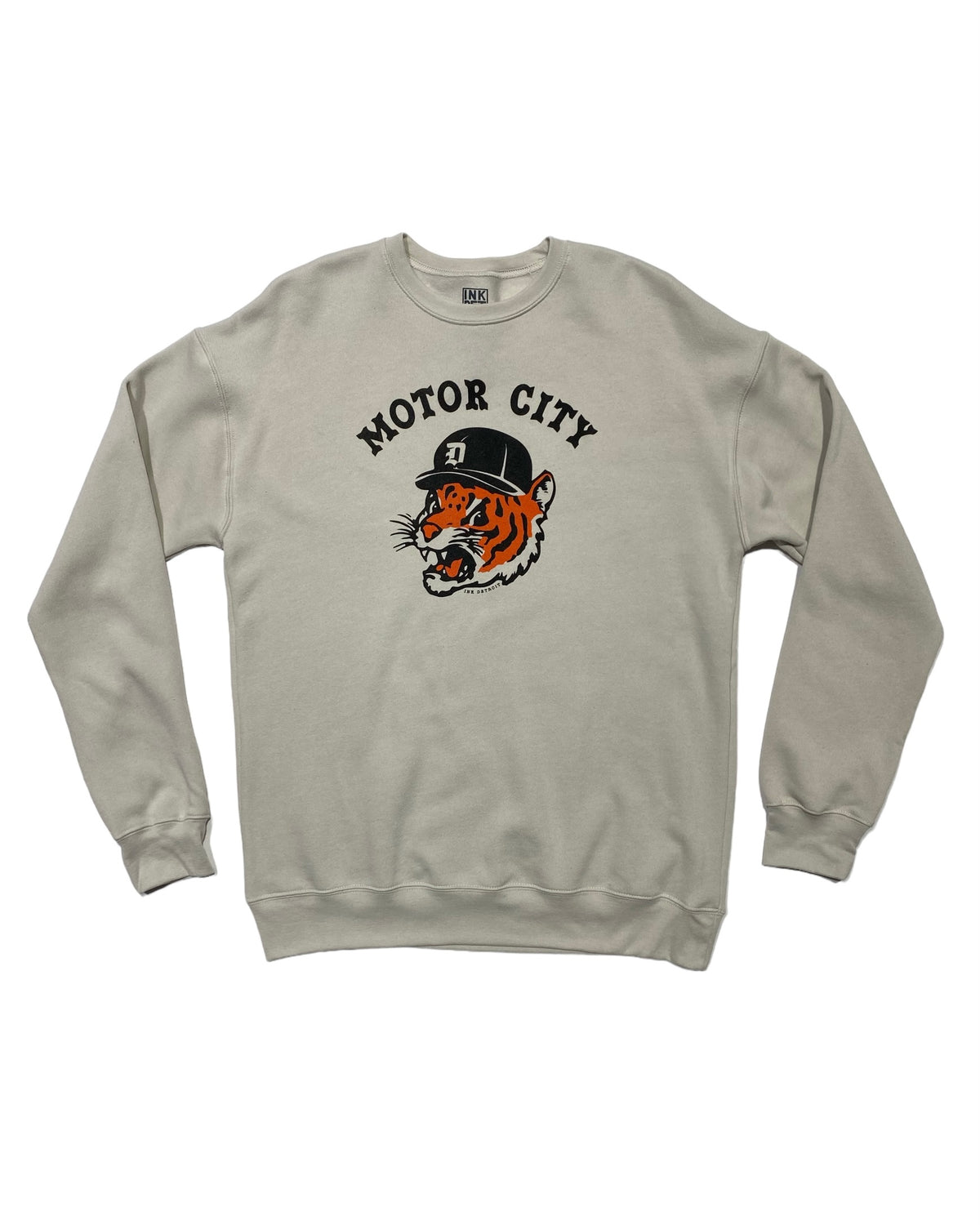 Ink Detroit - Motor City Kitty Crewneck - Heather Dust - Ink Detroit