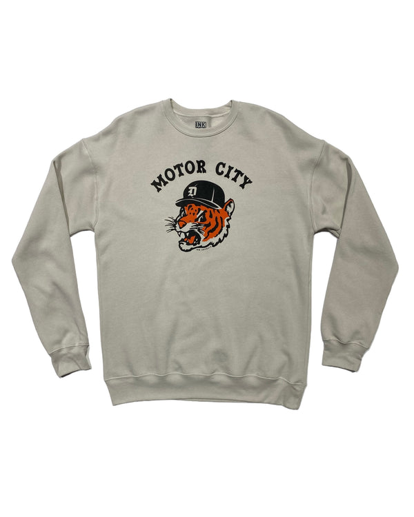 Motor City Kitty Heather dust crewneck sweatshirt