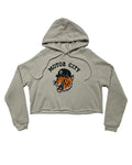 Ink Detroit - Motor City Kitty Fleece Crop Hoodie - Heather Dust - Ink Detroit