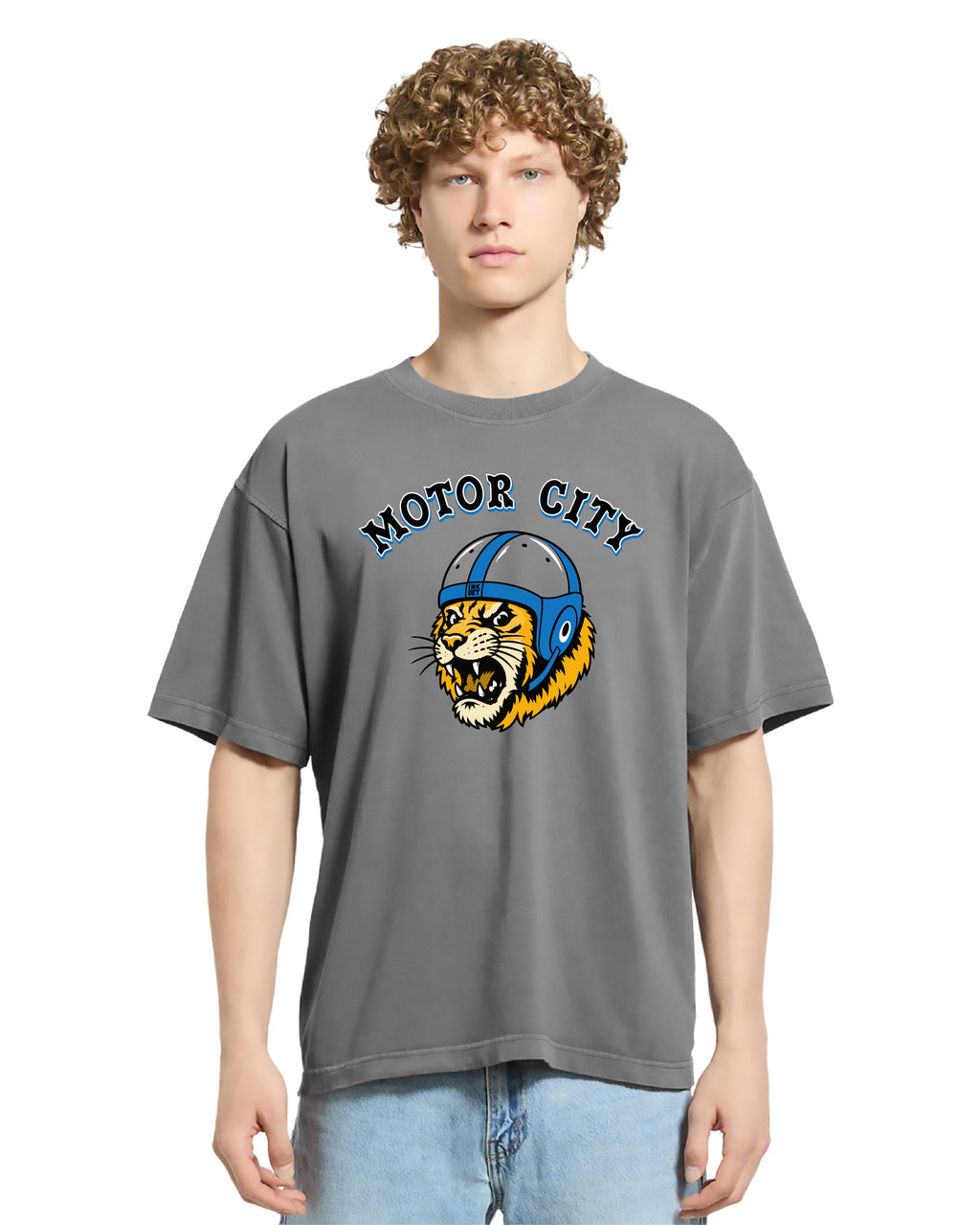 Motor City Kitty Lion Edition Heavyweight T-Shirt - Ink Detroit