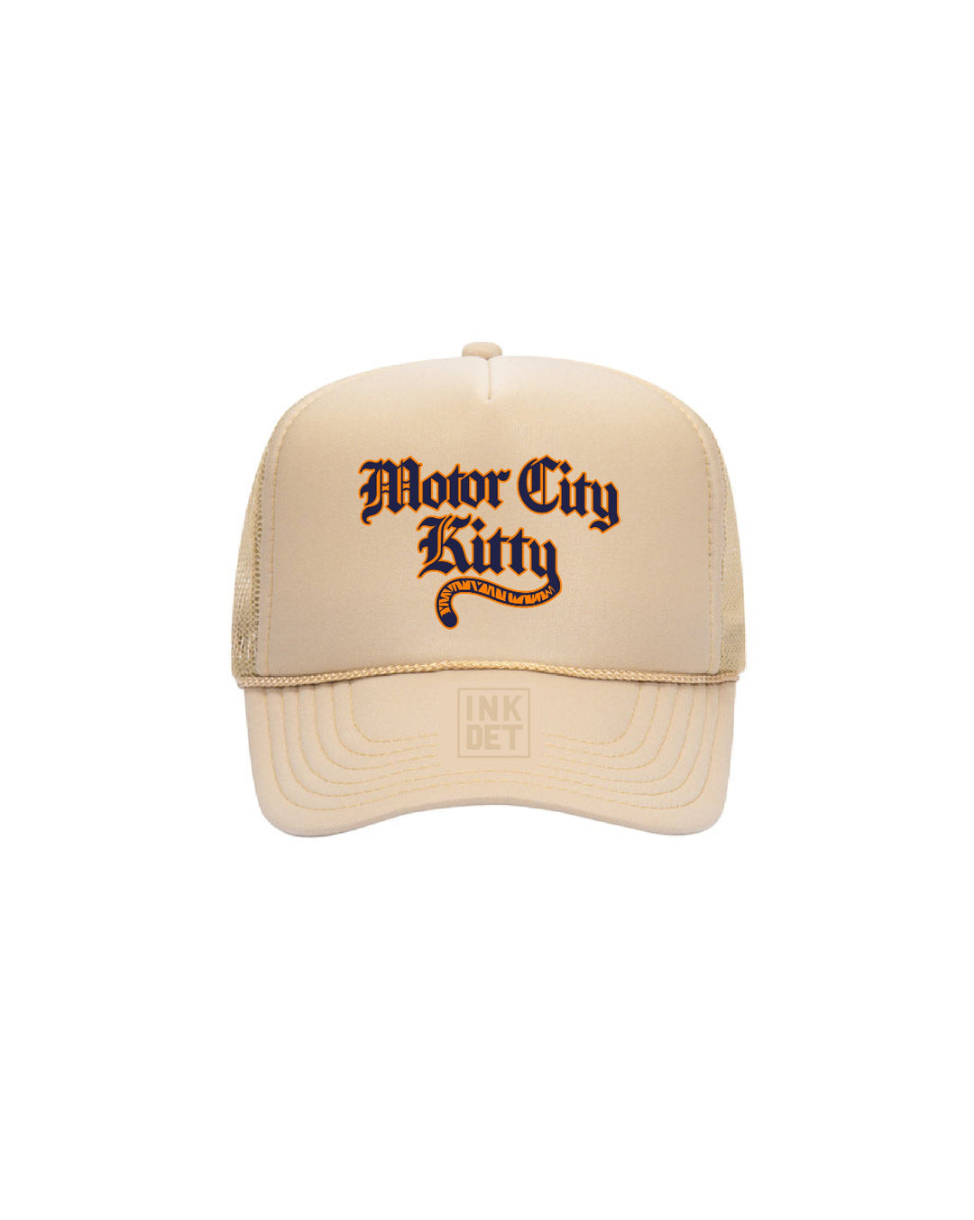 Ink Detroit - Motor City Kitty Tail - Tan Foam Trucker Hat