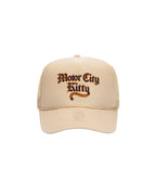 Motor City Kitty Tiger Tail - Tan Foam Trucker Hat - Ink Detroit