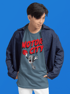 Ink Detroit- Motor City Petey the Piston T-Shirt - Blue Jean - Ink Detroit