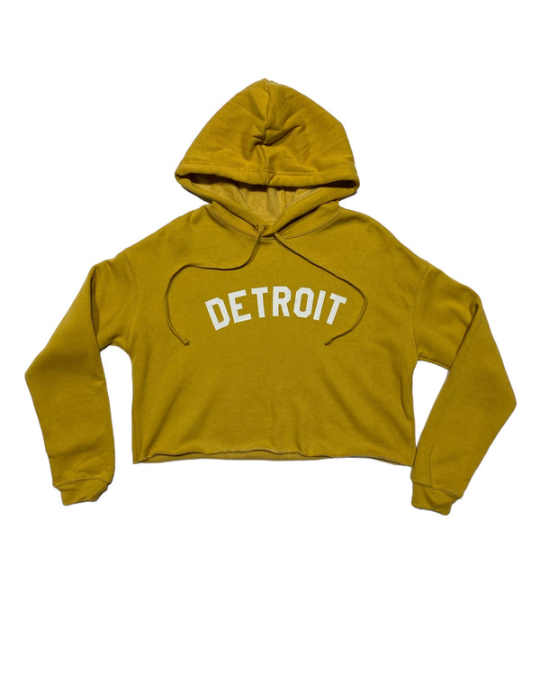 Basic Detroit crop hoodie in Mustard color
