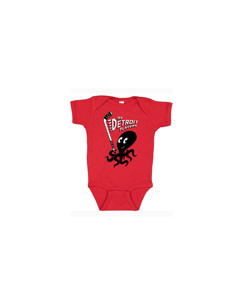 Ink Detroit - My Detroit Players Octopus Baby Onesie - Red