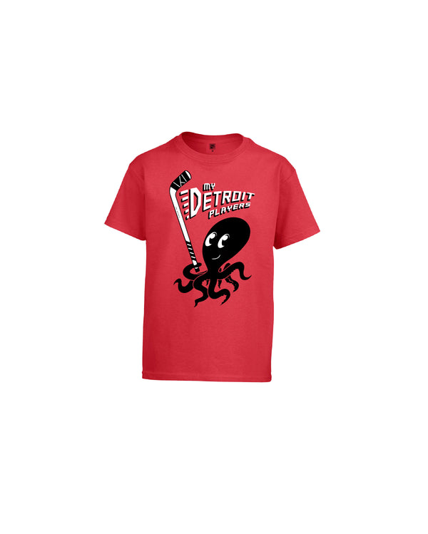 Ink Detroit - My Detroit Players Octopus- Youth T-Shirt - Red