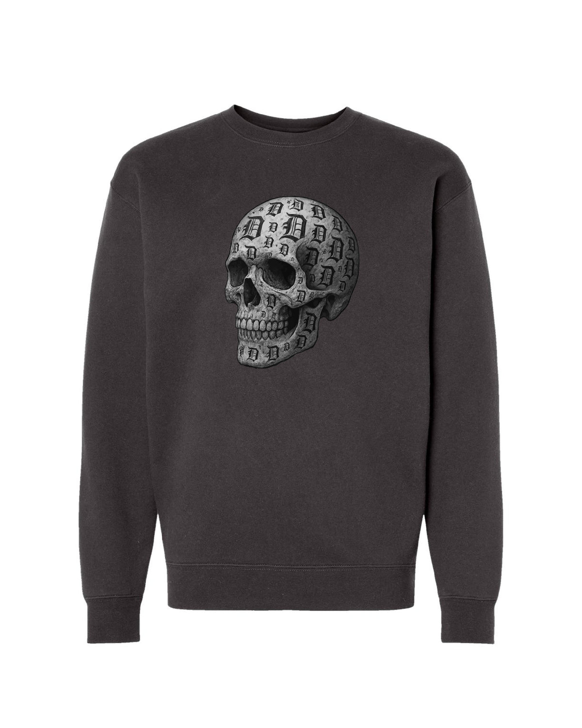 Ink Detroit - D - Skull Charcoal Sketch Crewneck Sweatshirt - Ink Detroit