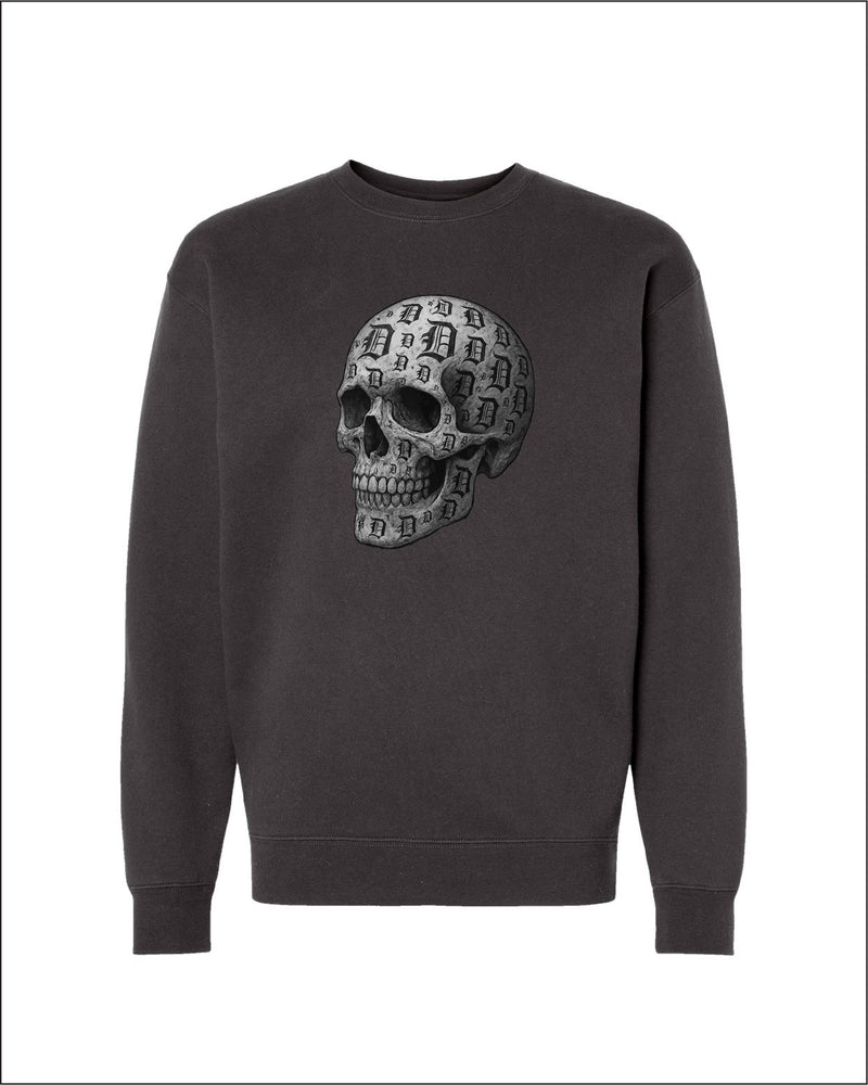 Ink Detroit - D-Skull Charcoal Sketch crewneck sweatshirt - Available in 2 Colors