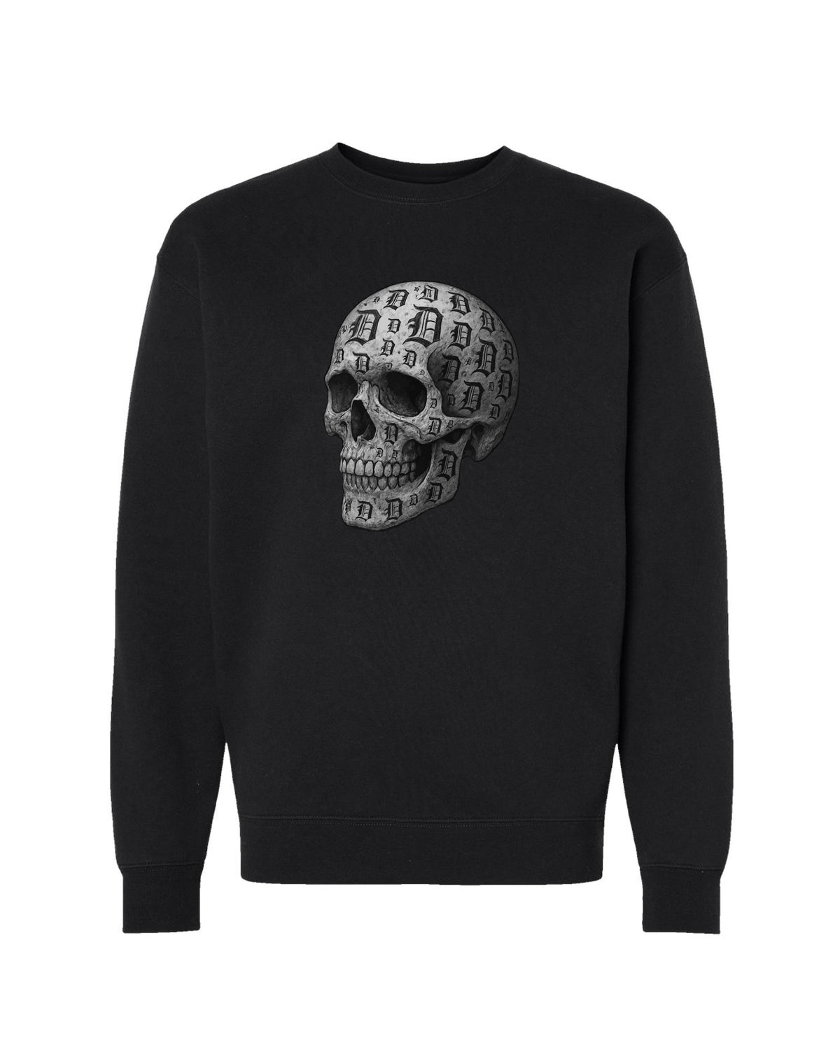 Ink Detroit - D - Skull Charcoal Sketch Crewneck Sweatshirt - Ink Detroit