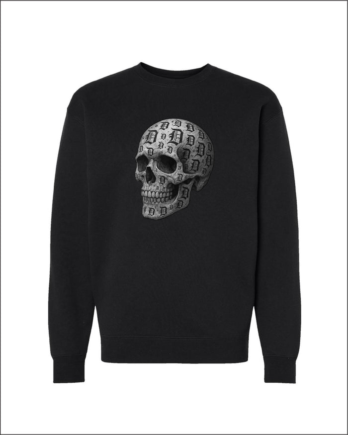 Ink Detroit - D-Skull Charcoal Sketch crewneck sweatshirt - Available in 2 Colors
