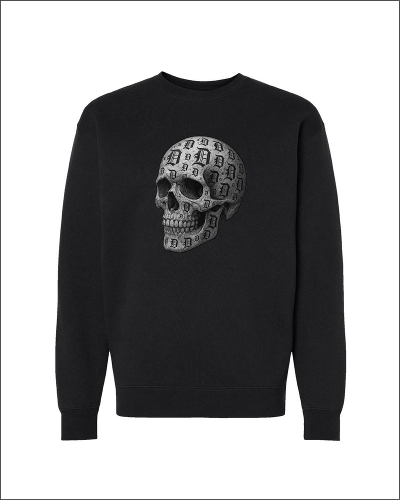 Ink Detroit - D-Skull Charcoal Sketch crewneck sweatshirt - Available in 2 Colors
