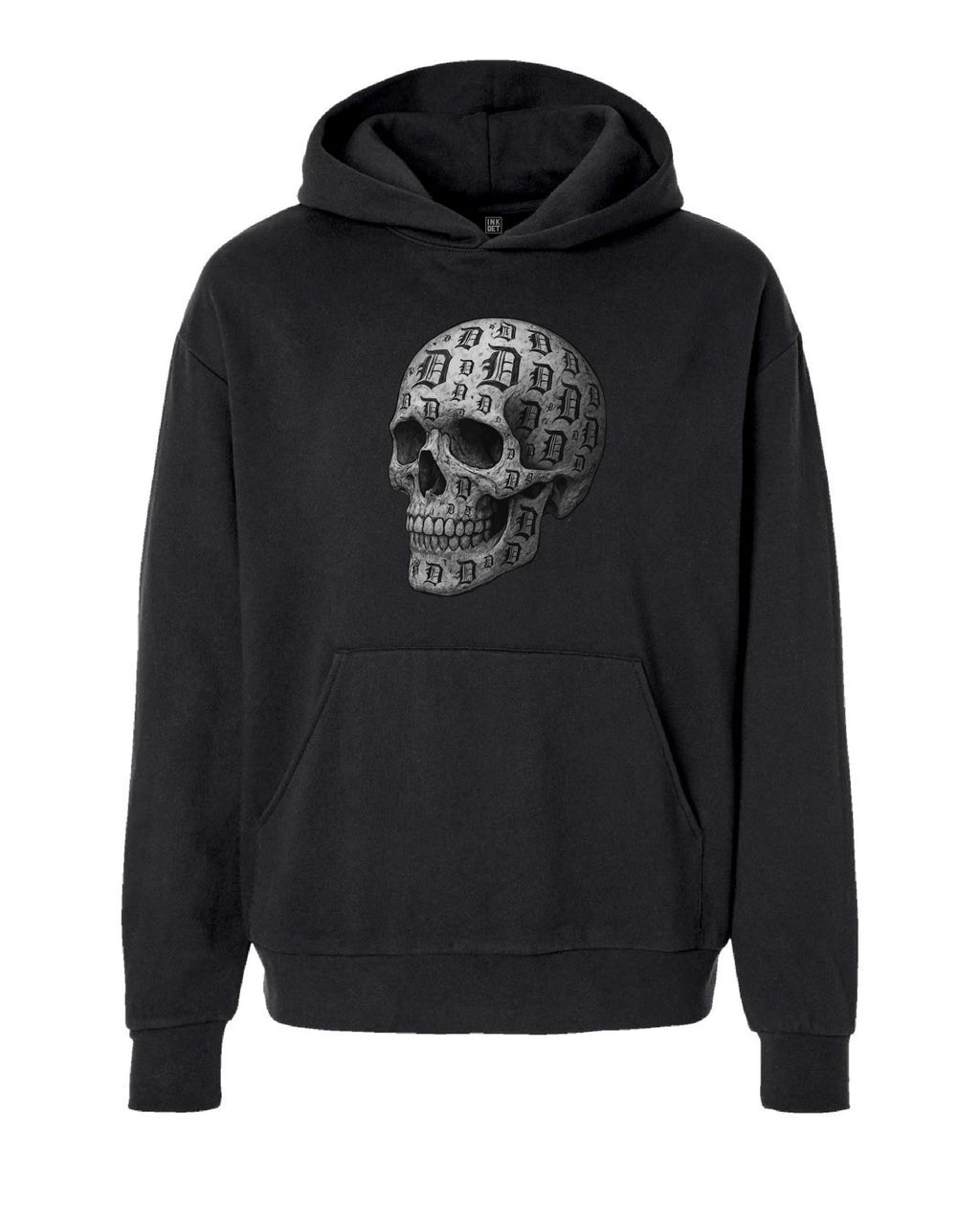 Ink Detroit - D-Skull Charcoal Sketch on Premium Hoodie - Ink Detroit