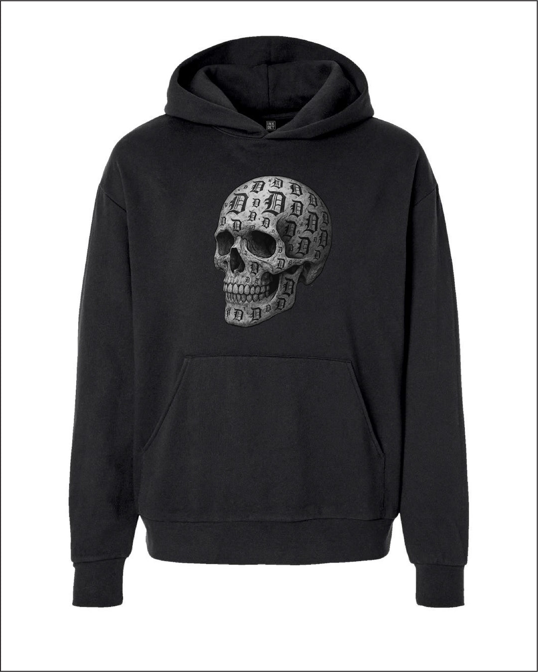 Ink Detroit -  D-Skull Charcoal Sketch on Premium Hoodie - Available in 2 Colors