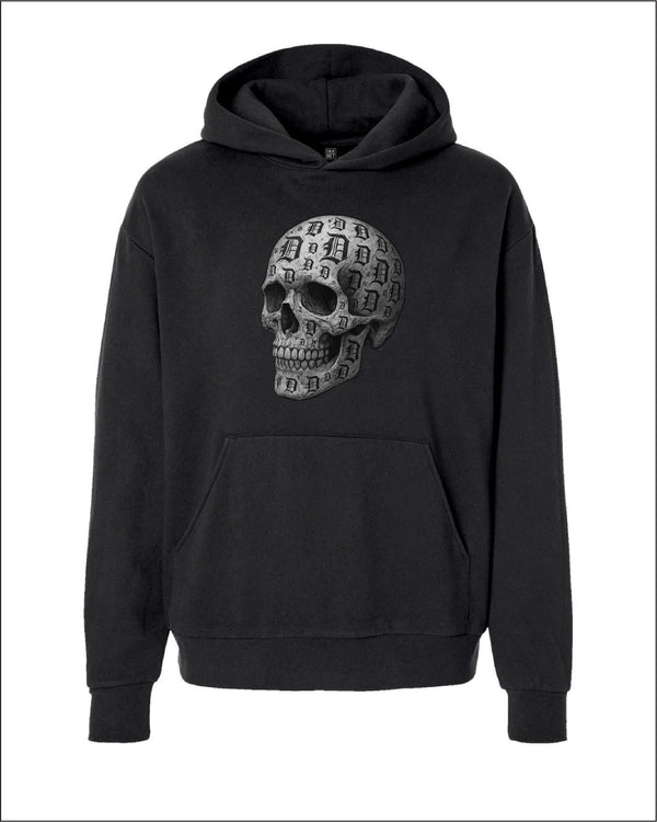 Ink Detroit -  D-Skull Charcoal Sketch on Premium Hoodie - Available in 2 Colors
