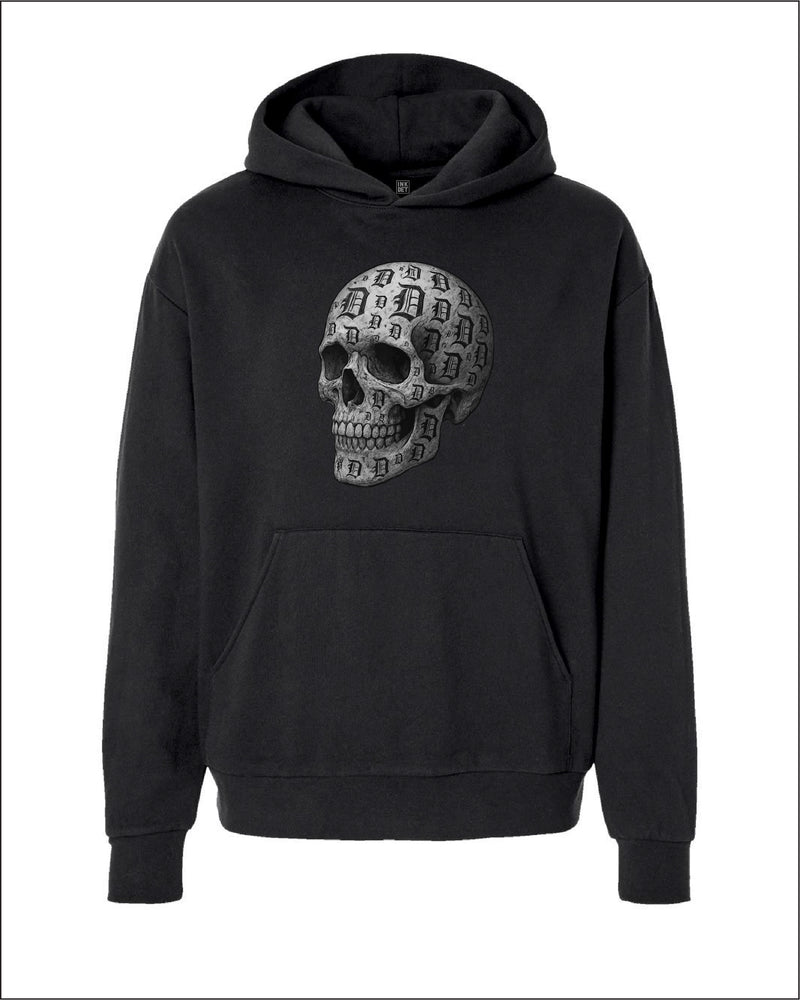 Ink Detroit -  D-Skull Charcoal Sketch on Premium Hoodie - Available in 2 Colors