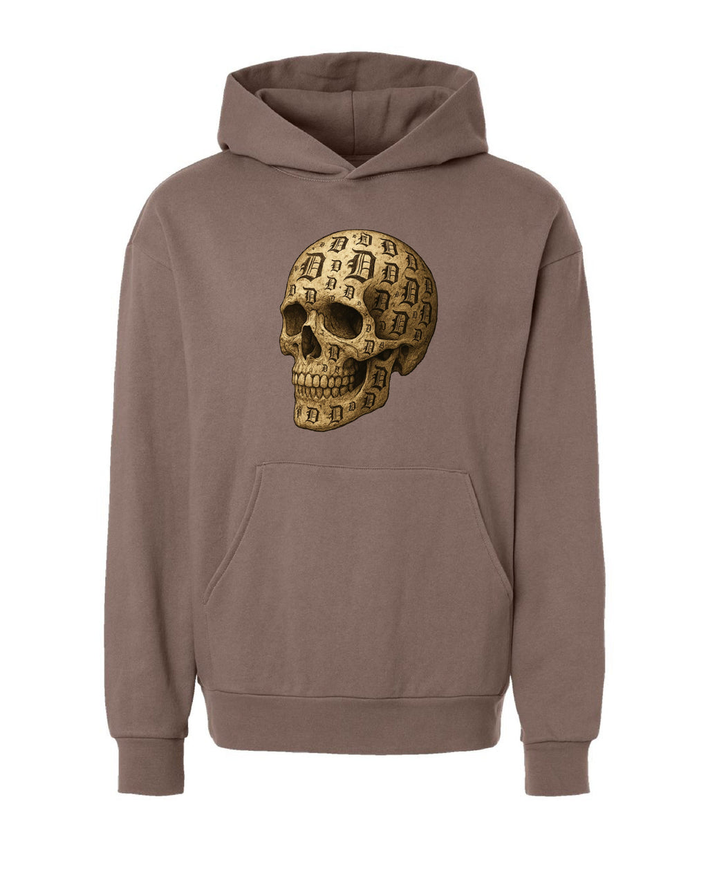 Ink Detroit - D - Skull Parchment Sketch on Premium Hoodie - Ink Detroit