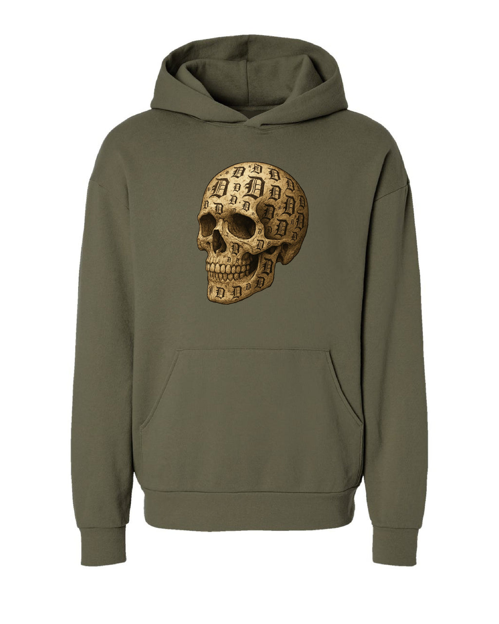 Ink Detroit - D - Skull Parchment Sketch on Premium Hoodie - Ink Detroit