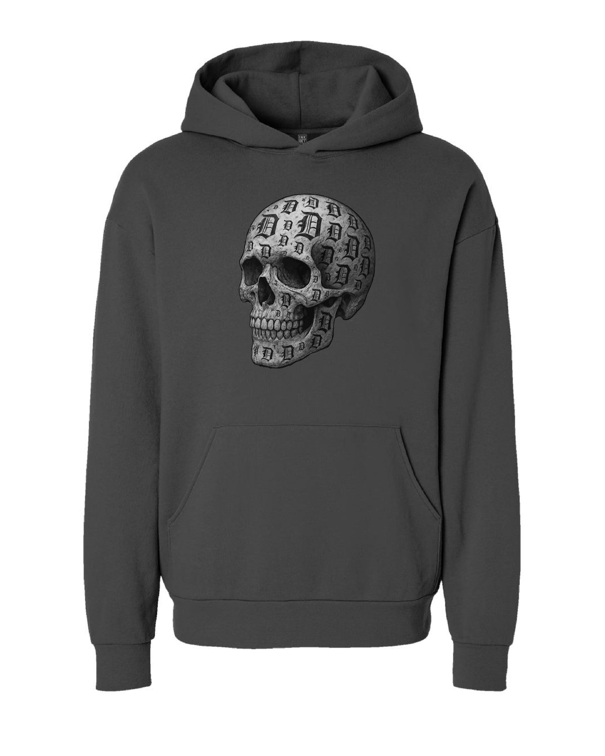 Ink Detroit - D-Skull Charcoal Sketch on Premium Hoodie - Ink Detroit