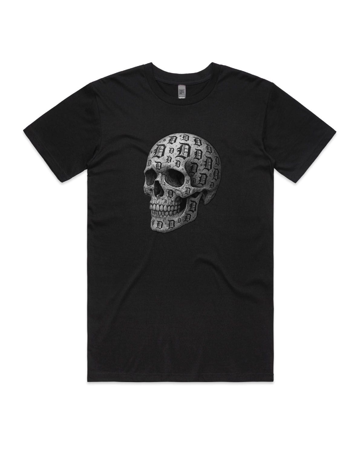 Ink Detroit - D-Skull Charcoal Sketch T-Shirt - Black - Ink Detroit