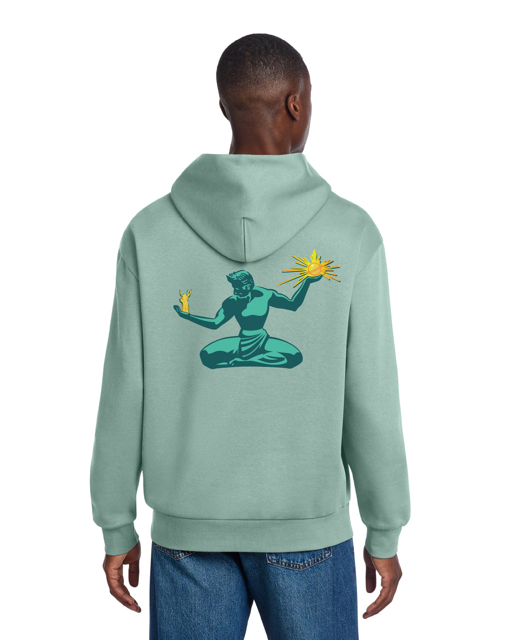 Ink Detroit - New Spirit of Detroit Premium Hoodie- Dusty Blue - Ink Detroit