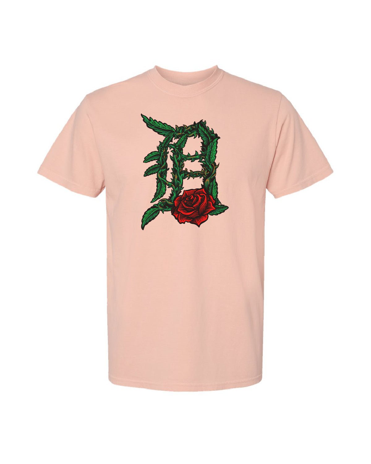 Ink Detroit - Old English D Rose - T-Shirt - Peach - Ink Detroit