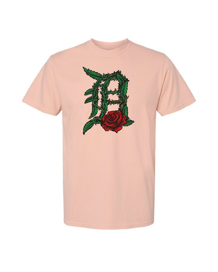 Ink Detroit - Old English D Rose - T-Shirt - Peach