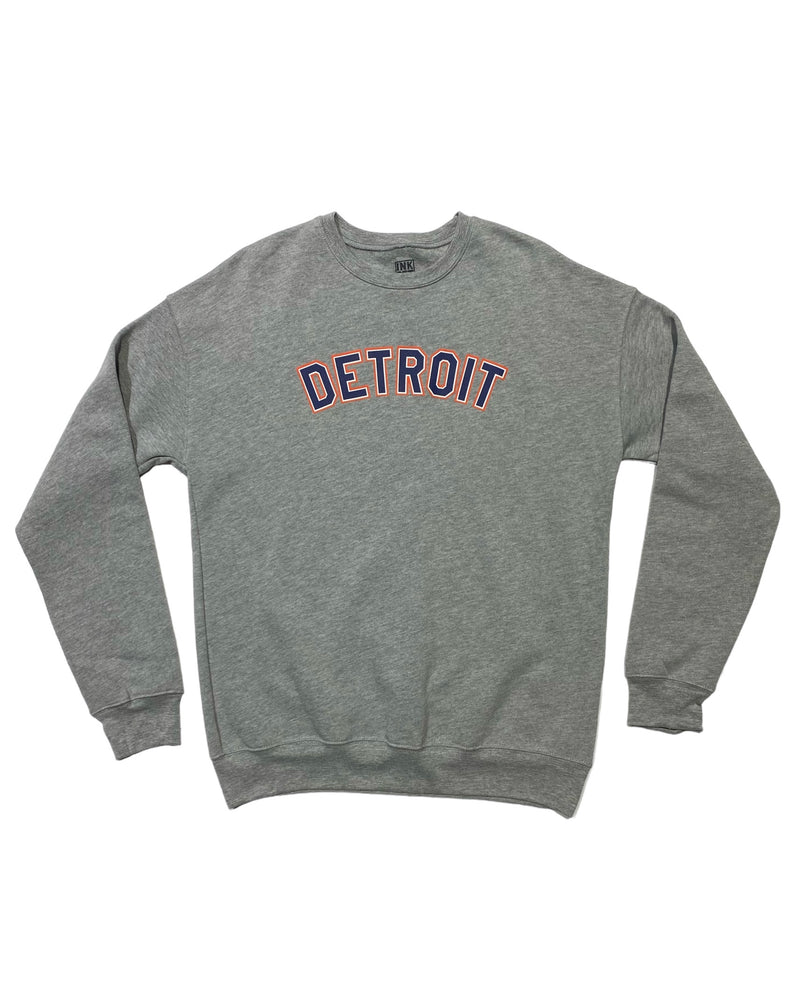 Classic Detroit Sweatshirt Print in Orange and Navy - Athletic Grey