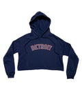 Ink Detroit - Fleece Crop Hoodie - Orange and Navy print on Navy - Ink Detroit