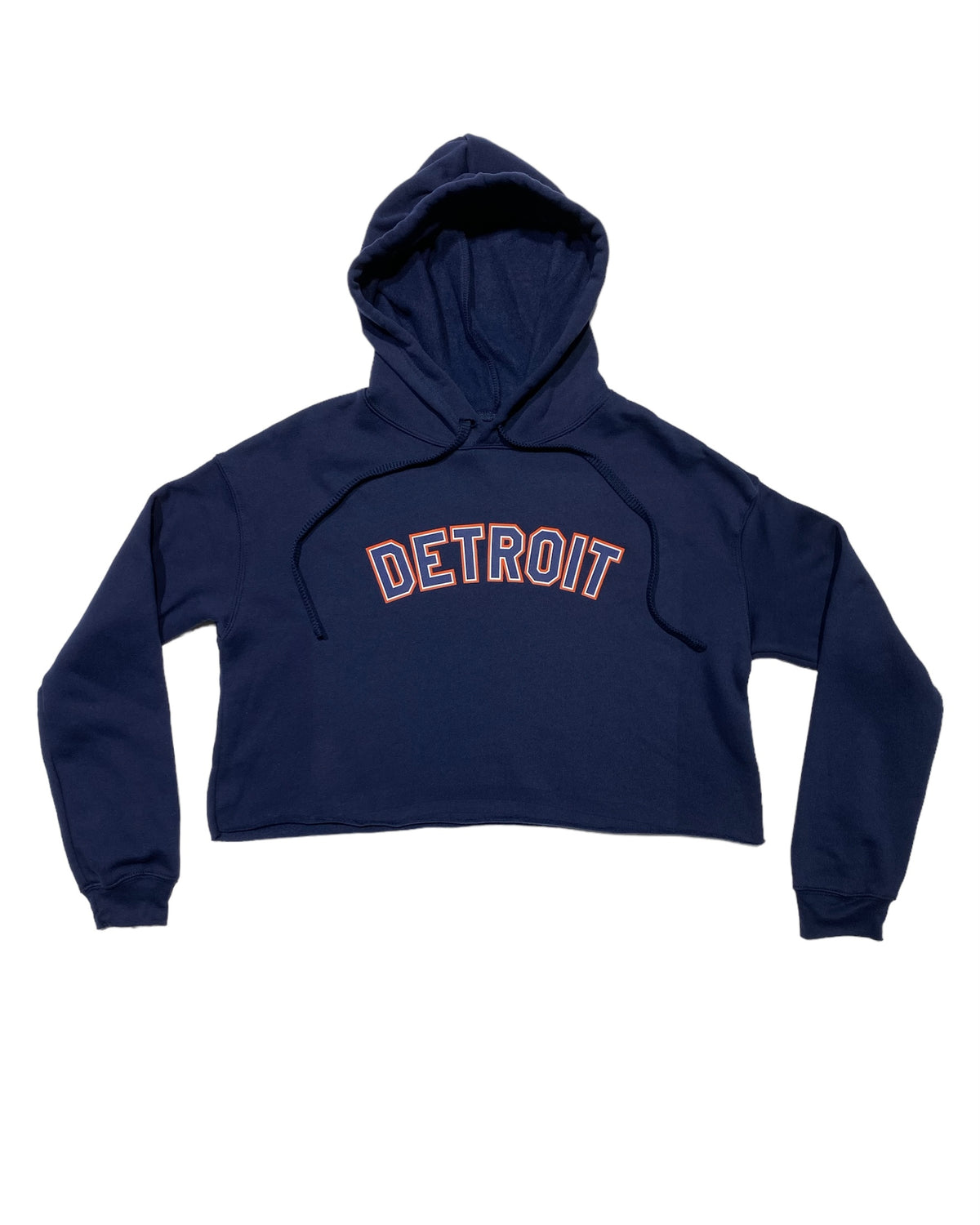 Ink Detroit - Fleece Crop Hoodie - Orange and Navy print on Navy - Ink Detroit