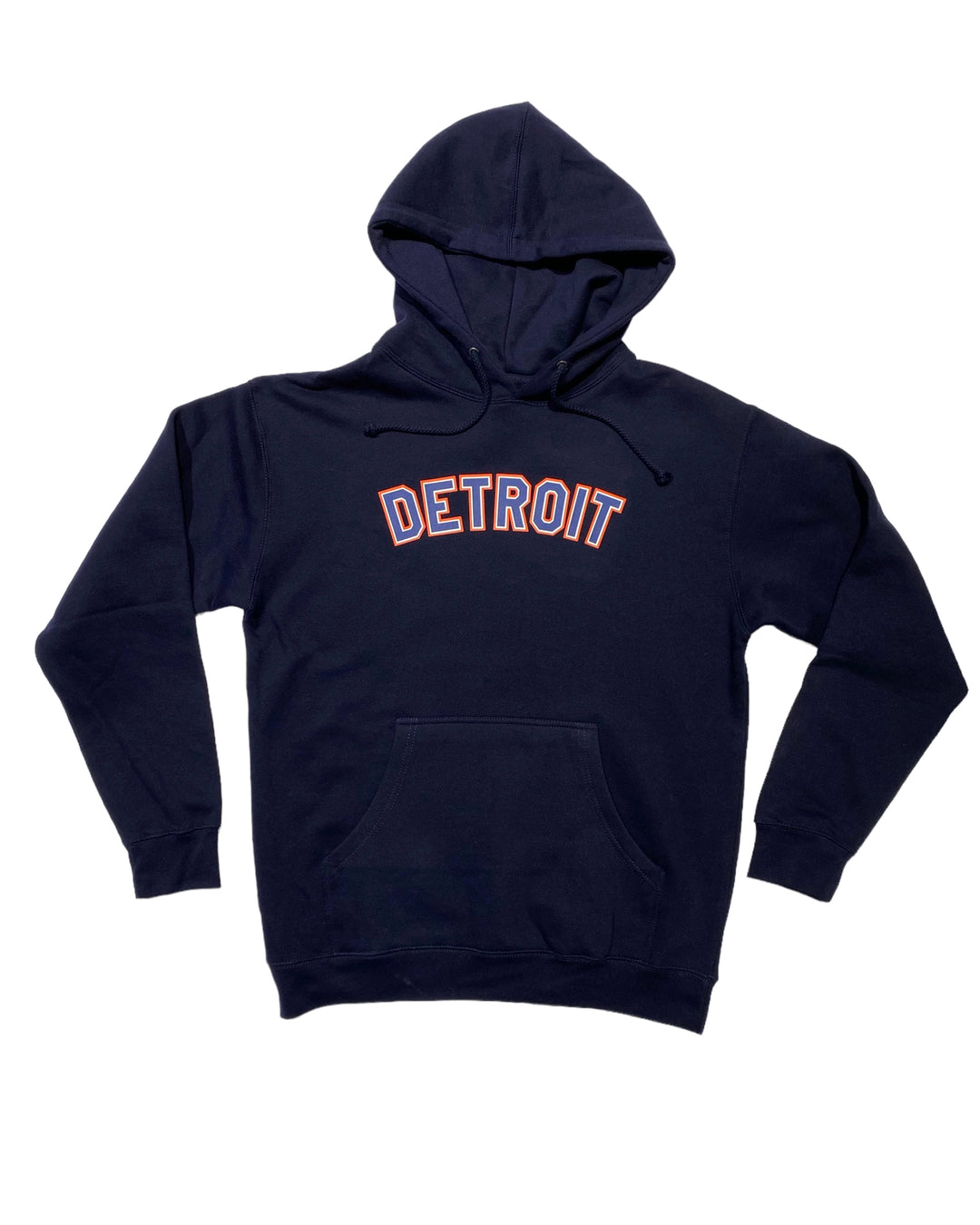 Classic Detroit Navy and Orange Print Hoodie - Navy