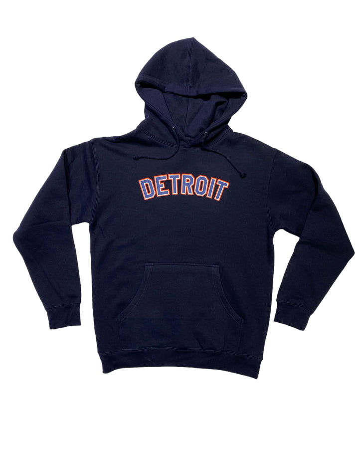 Classic Detroit Navy and Orange Print Hoodie - Navy