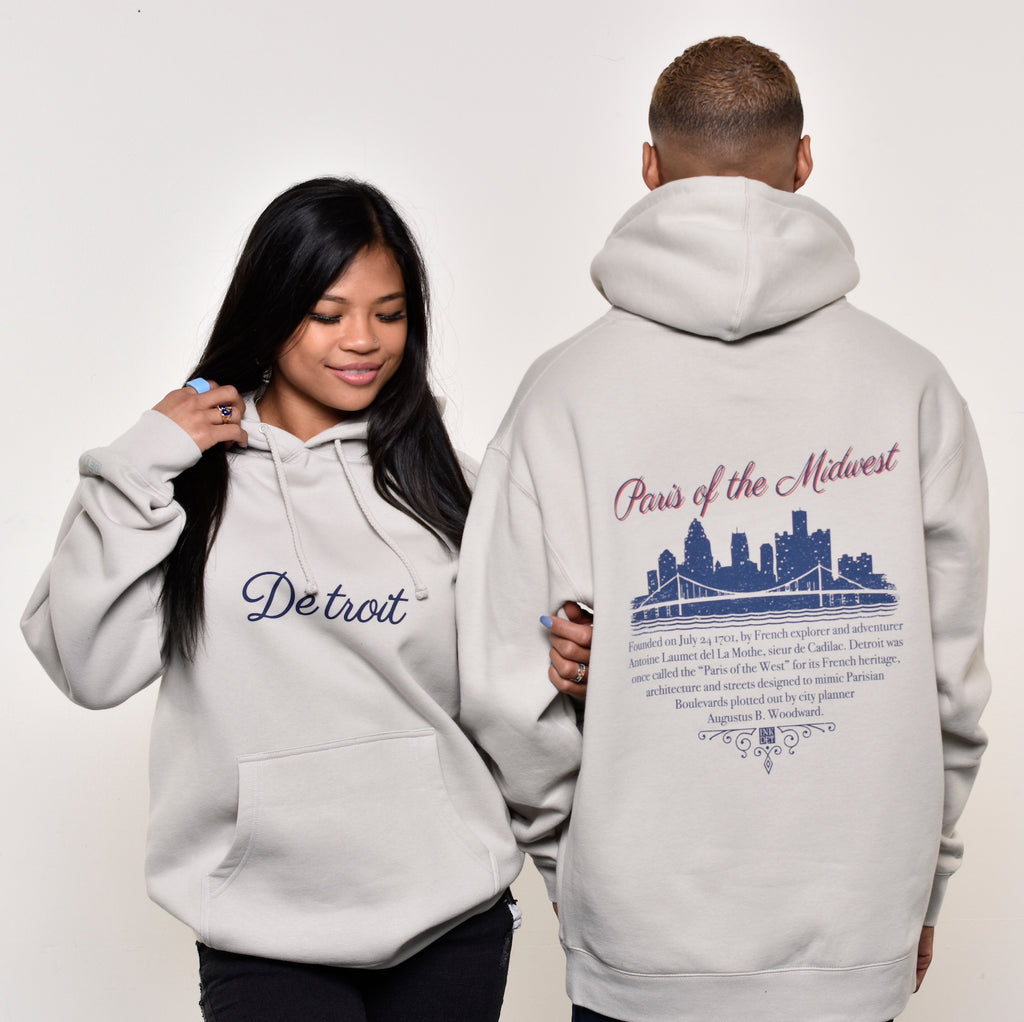 Ink Détroit - (New) Paris of the Midwest Premium Heavyweight Hoodie - Smoke - Ink Detroit
